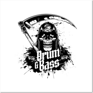 DRUM AND BASS  - DNB Halloween Grim Reaper (black) Posters and Art